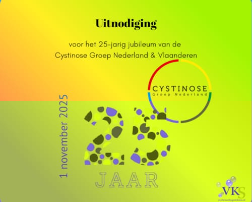 Uitnodiging voor 25-jarig jubileum Cystinosegroep Nederland & Vlaanderen